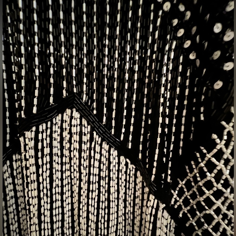 Parker Blk/Ivory Beaded Halter Dress M - Picture 6 of 7